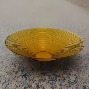 1960s Imperial Glass Amber Glass Ribbed Conical Centerpiece Bowl MCM Honey Gold